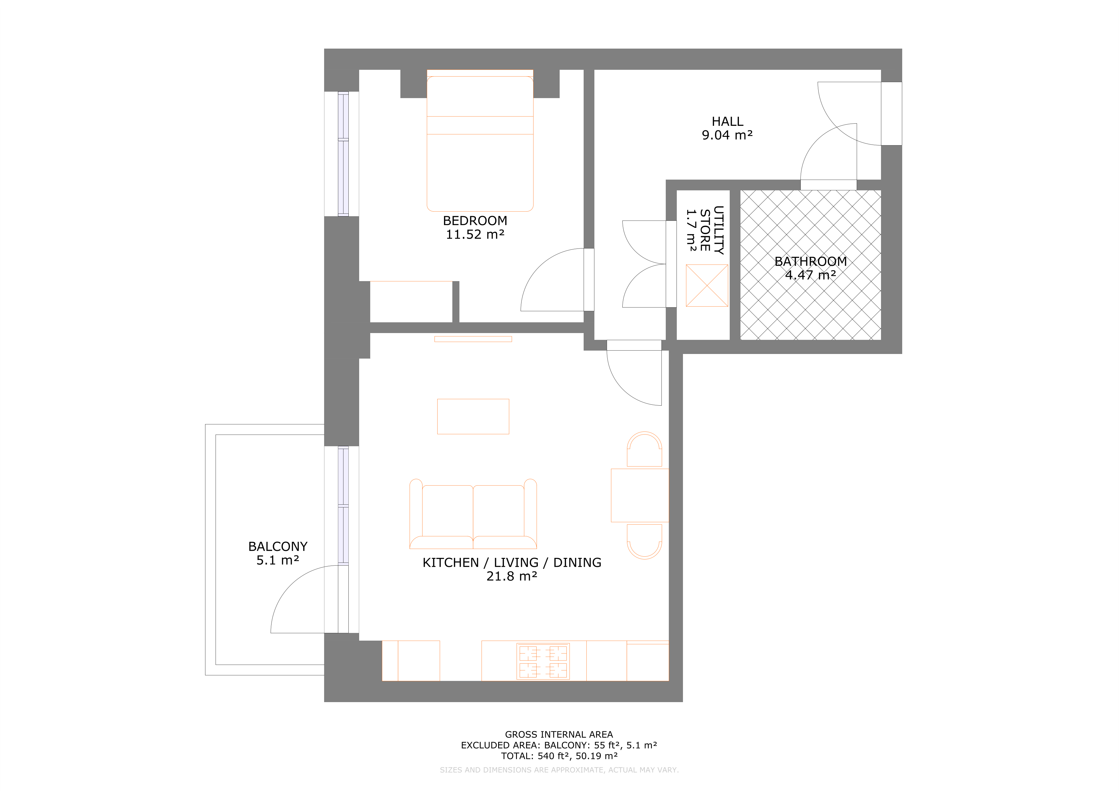 UNCLE Colindale 1 Bed Floorplan