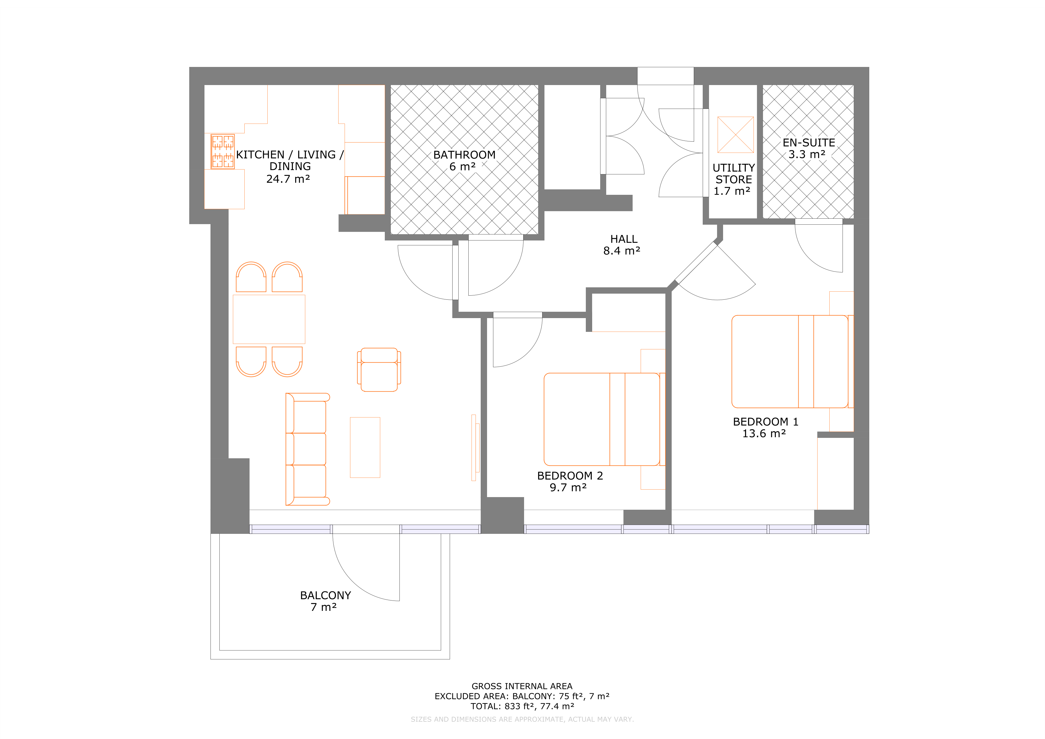 UNCLE Colindale Two Apartment Floorplan