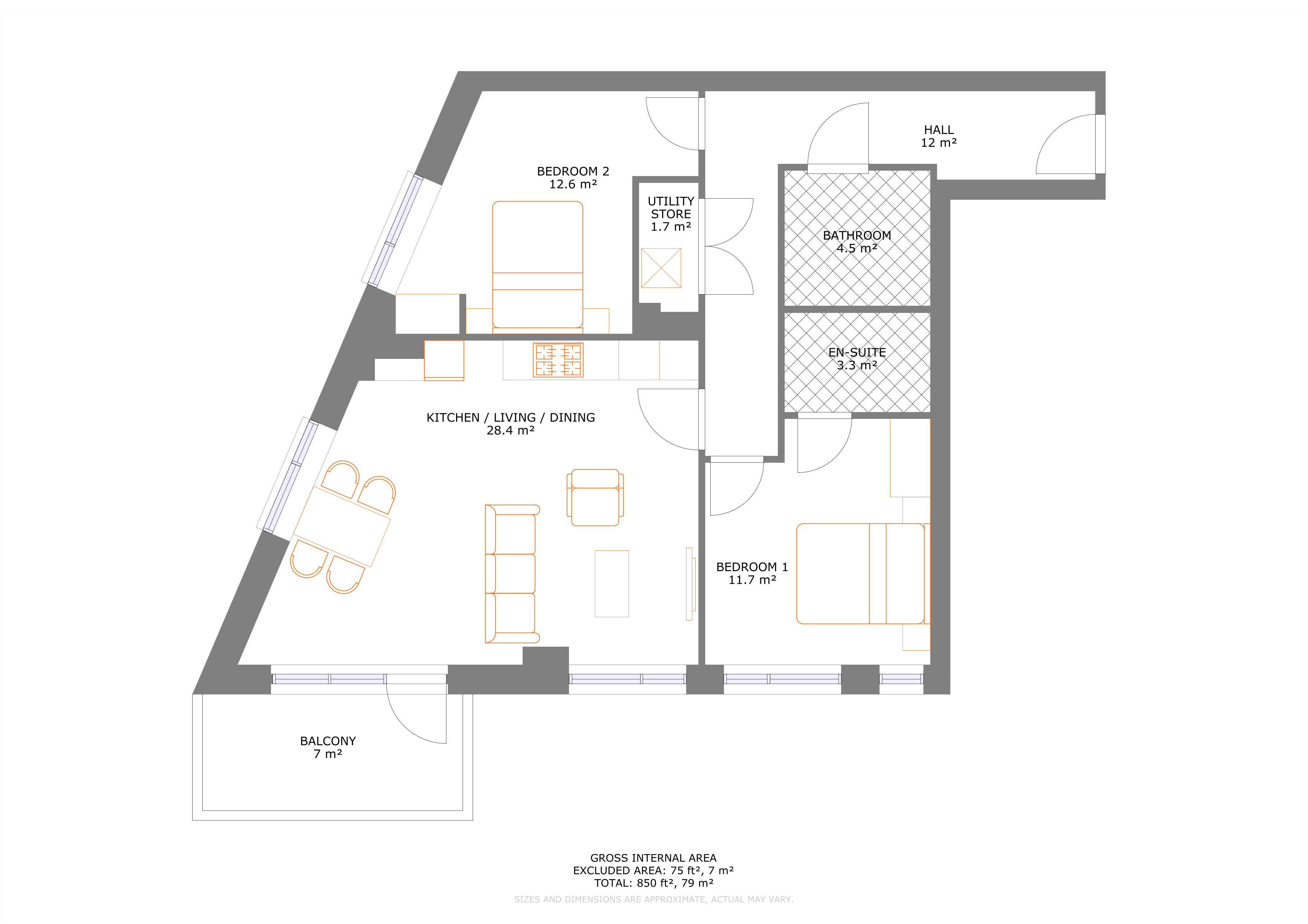UNCLE Colindale Two Apartment Floorplan