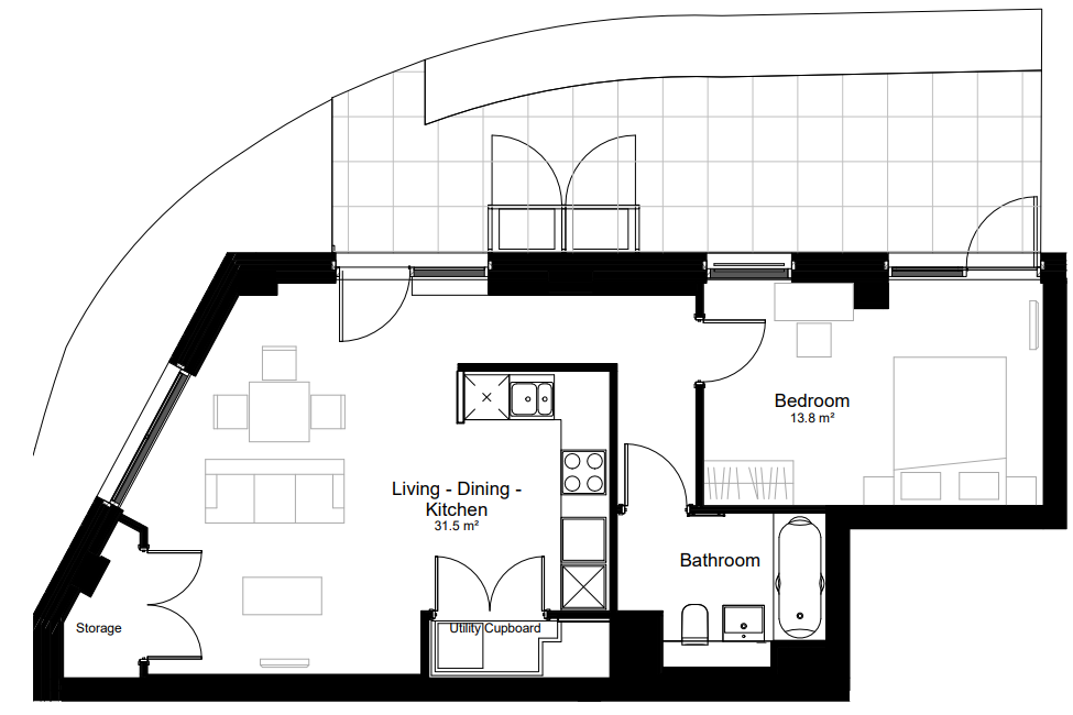 Southall 1 Bed Floorplan