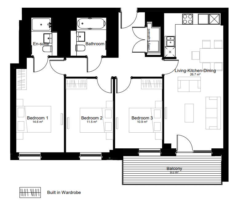 UNCLE Southall 3 bed floorplan
